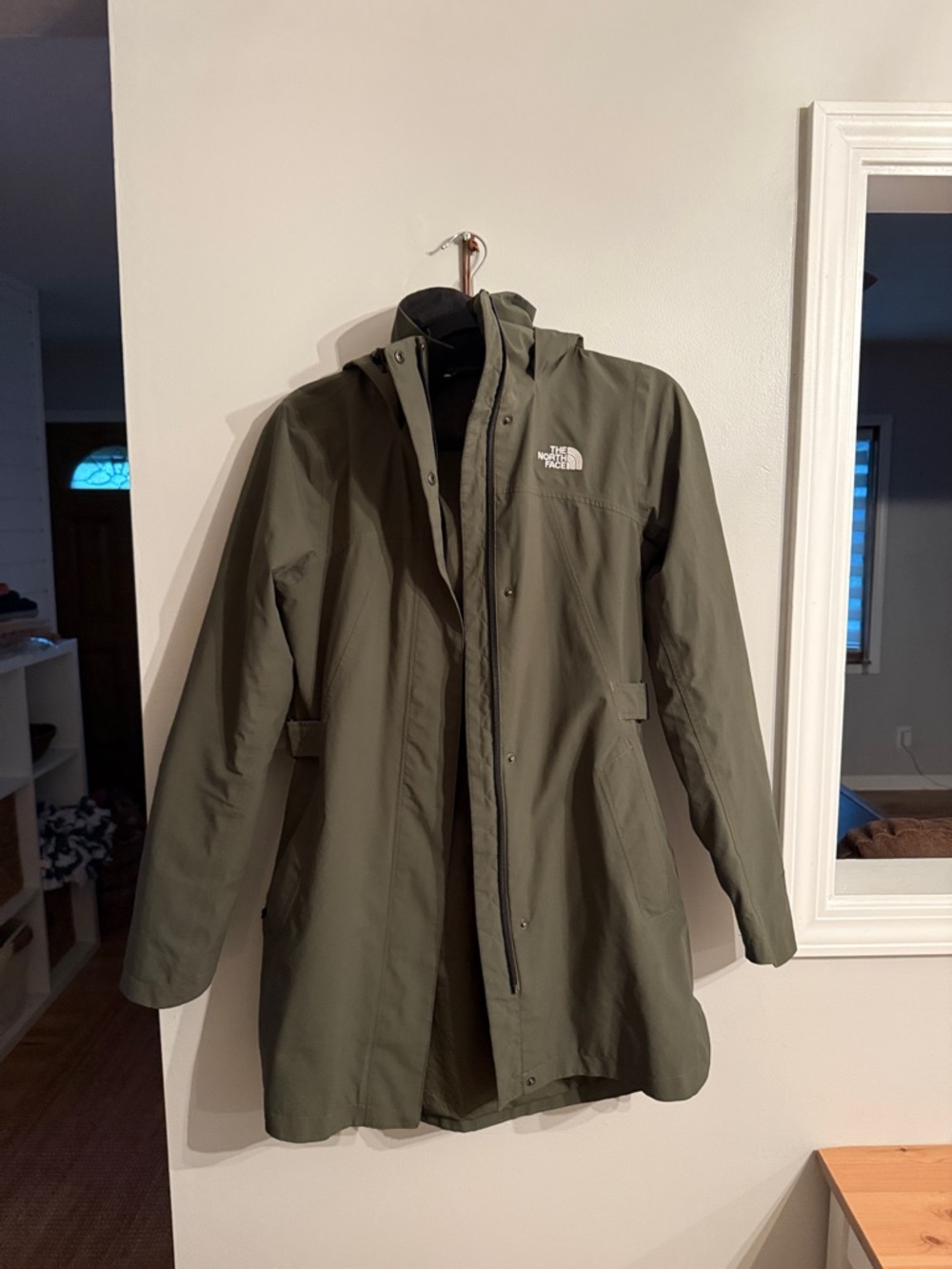 The North Face Olive Green Hooded Rain Jacket